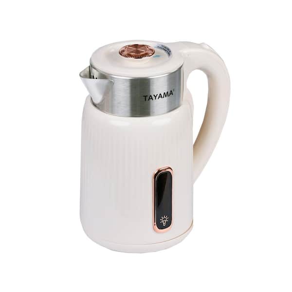 Tayama 7-Cup Cool Touch Stainless Steel Electric Kettle in Cream