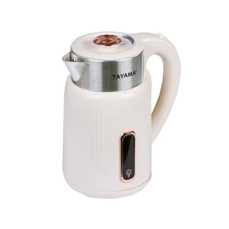 Tayama 7-Cup Cool Touch Stainless Steel Electric Kettle in Cream