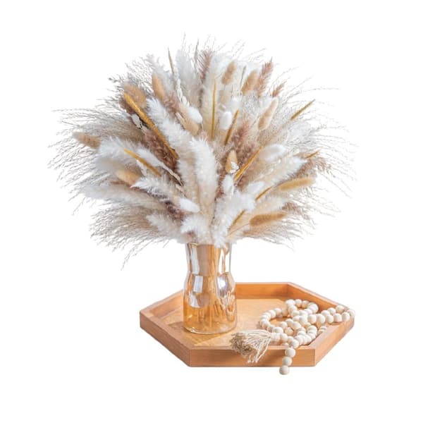 120Pcs Natura Dried Pampas Grass Boho Home Decor Bouquet, Phragmites Dried Flowers