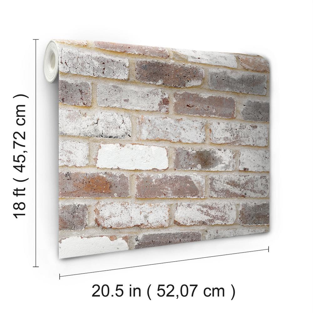 Reclaimed Brown and Gray Brick Peel and Stick Wallpaper