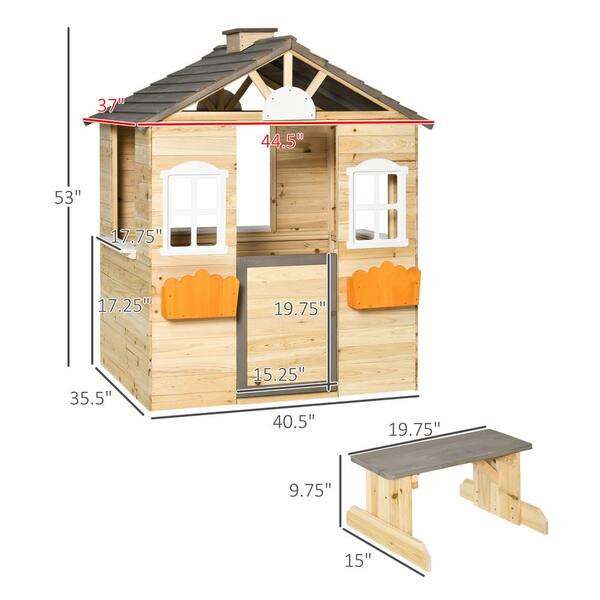 Sudzendf Wooden Kids Indoor, Outdoor Wood Playhouse with Working