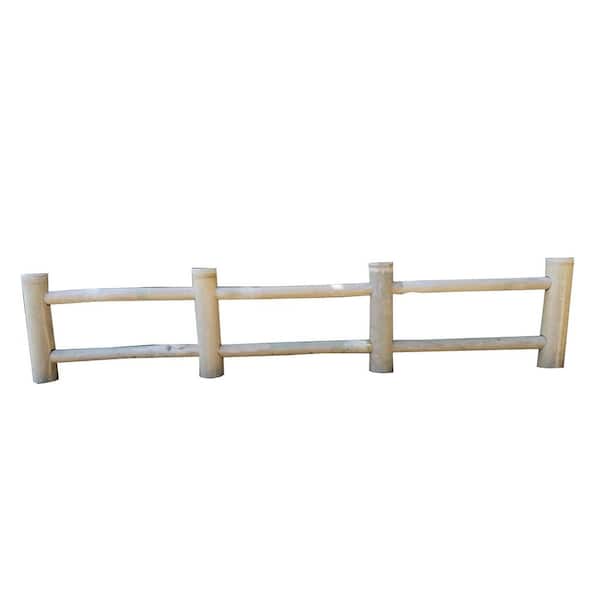 12 In. H x 60 in. L Natural Bamboo No Dig Post and Rail Garden Fence, 1-Piece