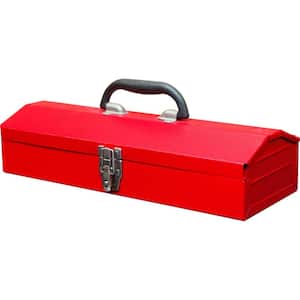 16.1 in. L x 6.1 in. W x 3.7 in. H, Hip Roof Style Portable Steel Tool Box with Metal Latch Closure