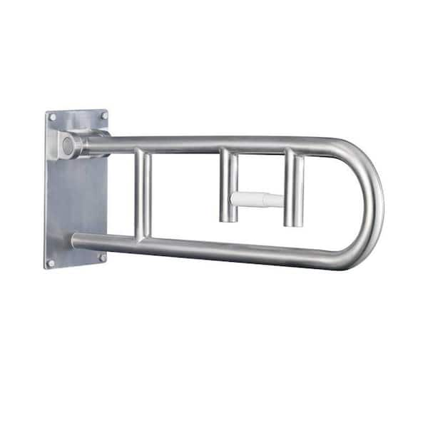 30 in. x 1-1/4 in. Flip-up Screw Grab Bar with Paper Holder in Peened Stainless Steel