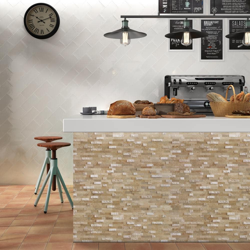 Beige 3D Natural Stone Peel and Stick Mosaic Tile