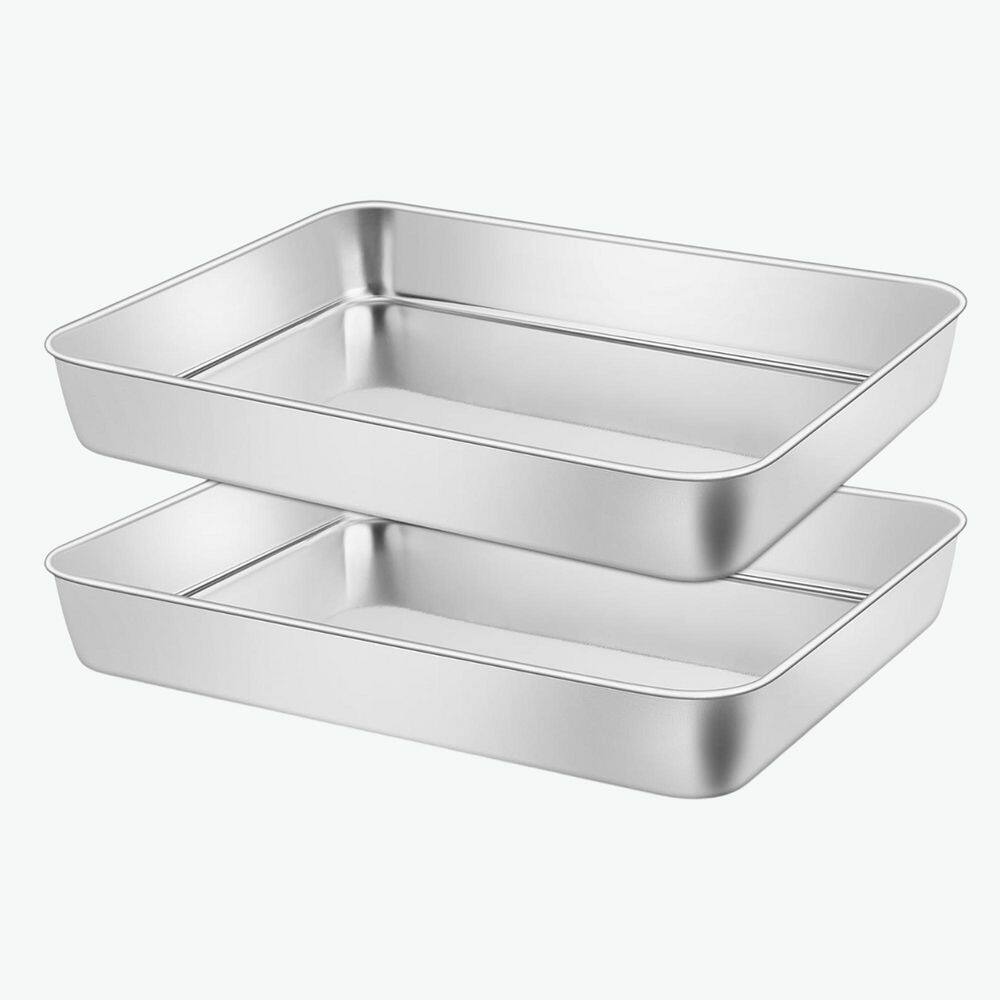 12.3 qt. Silver Stainless Steel Dish Nonstick Deep Rectangle Pan Oven Safe for Bread Lasagna Cake Casserole with Rack price history on PriceWatchPro