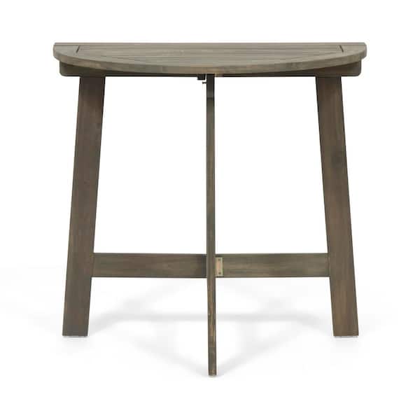 Grey Half-Round Acacia Wood Outdoor Bistro Table with Folding