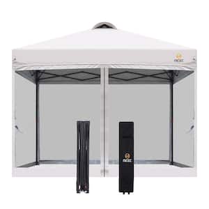 10x10 ft. Khaki Canopy, Shelter, Pop Up Canopy, Gazebos, Sun Shelter, Portable Roller Carry Bag, Detachable Mesh Wall