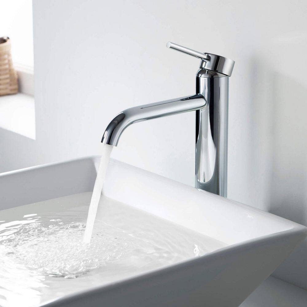 Chrome High Arc Single Handle Vessel Sink Faucet