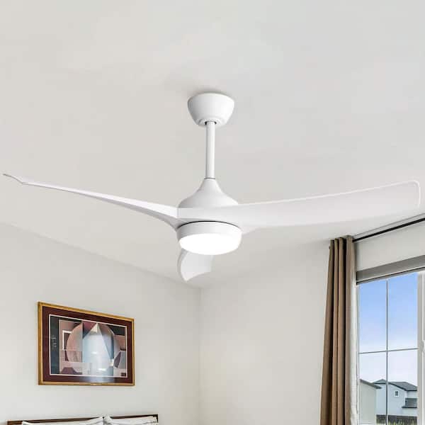 52 in. Indoor White 18-Watt Integrated LED Reversible DC Motor Ceiling Fan with Remote Control and 3 ABS Fan Blades