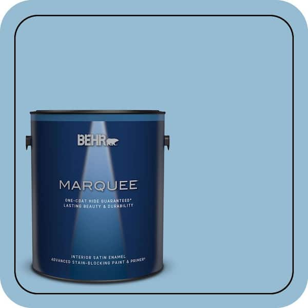BEHR MARQUEE 1 gal. #M500-3 Blue Chalk color One-Coat Hide Satin Enamel Interior Paint & Primer