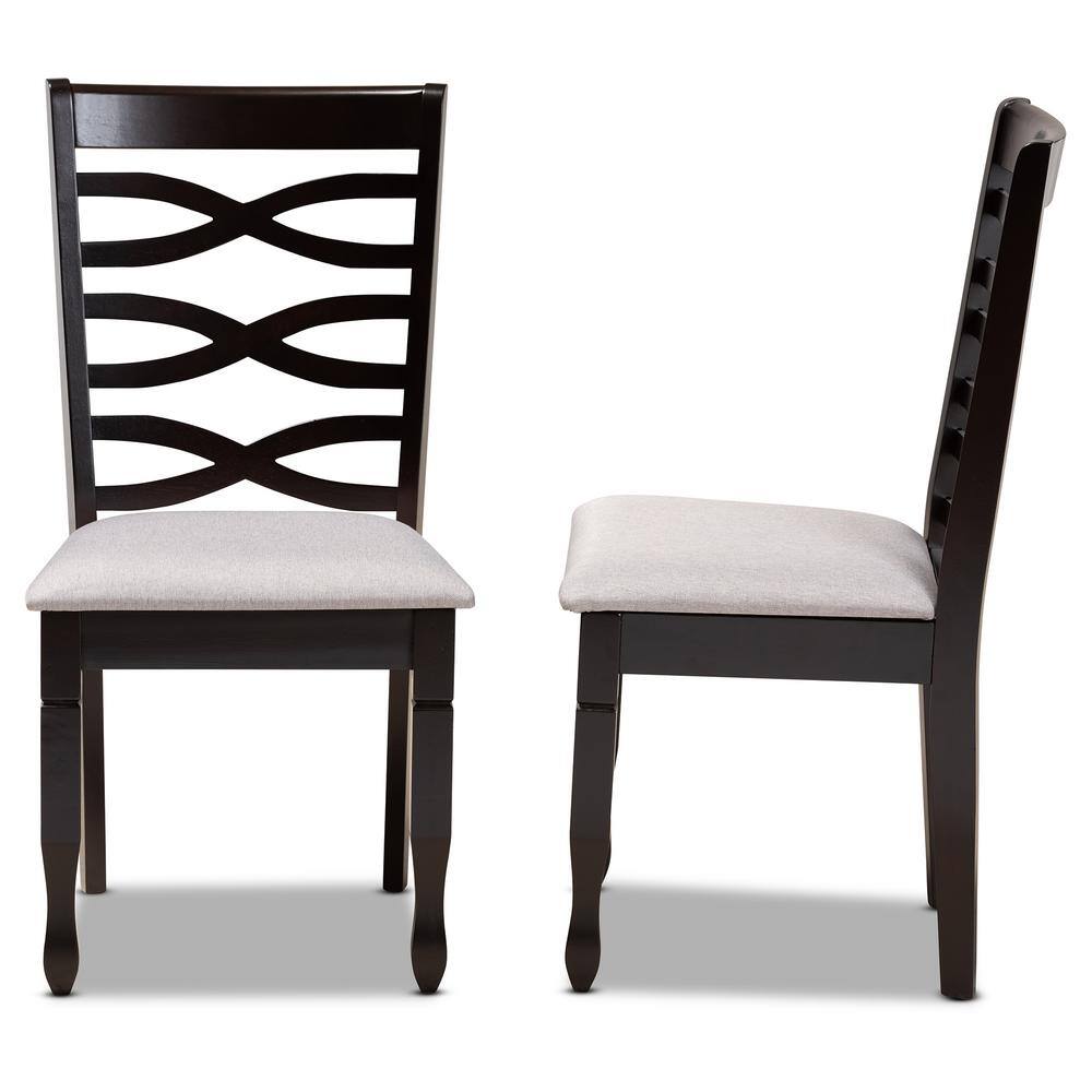 Gray Upholstered Oak and Rubberwood Dining Chair Set