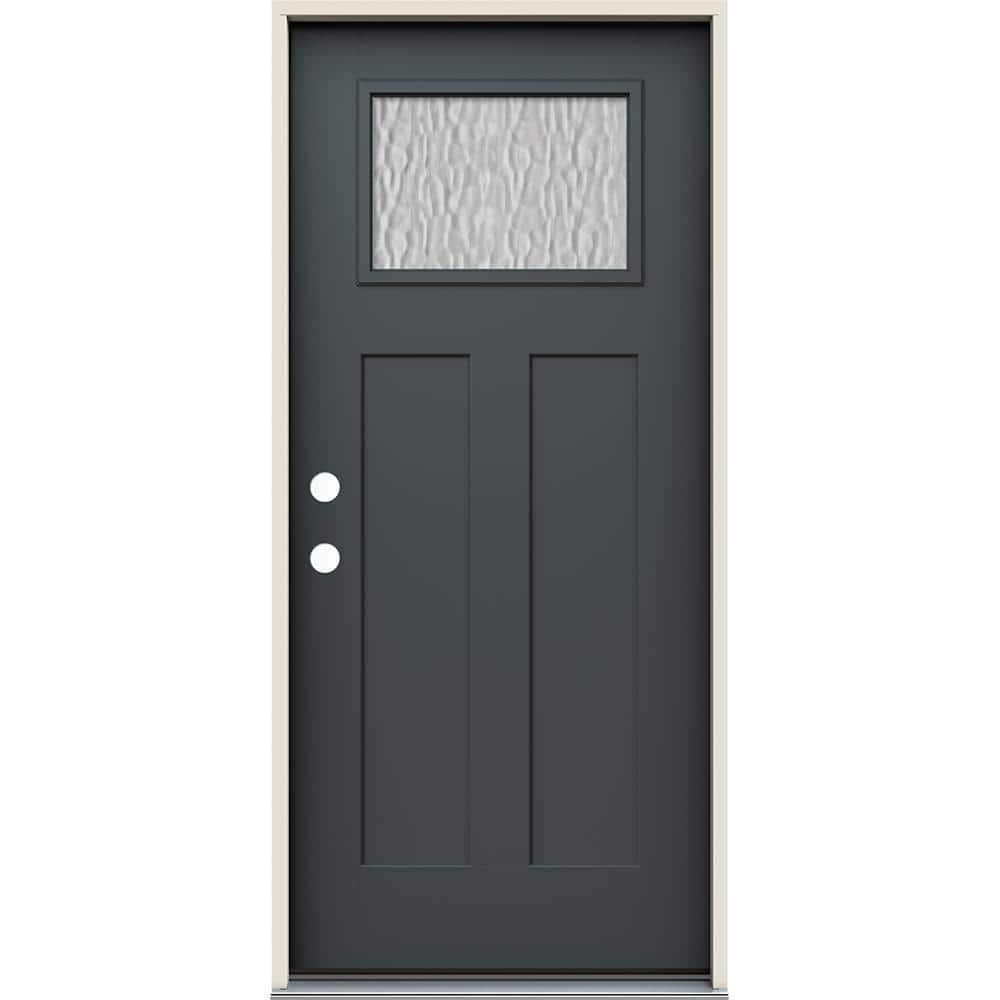 JELDWEN 36 in. x 80 in. RightHand 1/4 Lite Craftsman Vapor Hammered