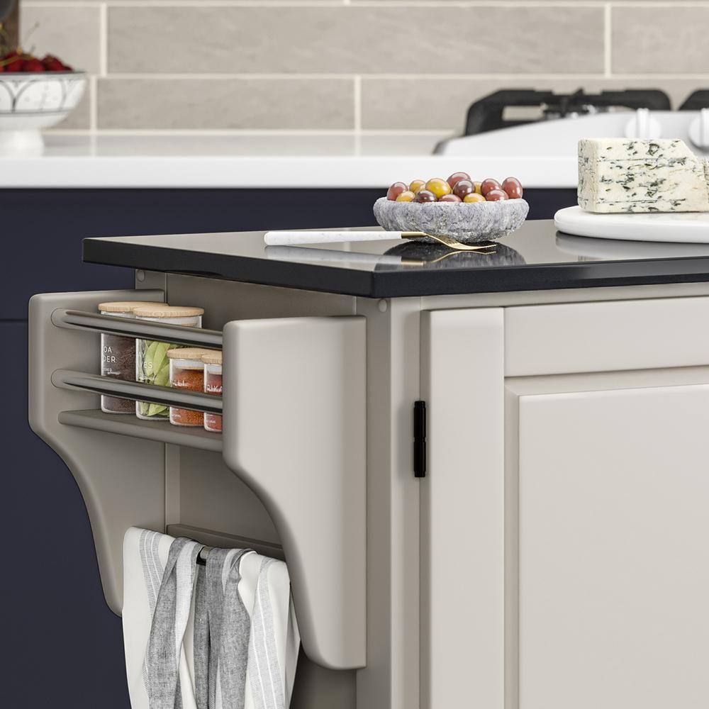 Off-White Granite Top Kitchen Cart with Storage