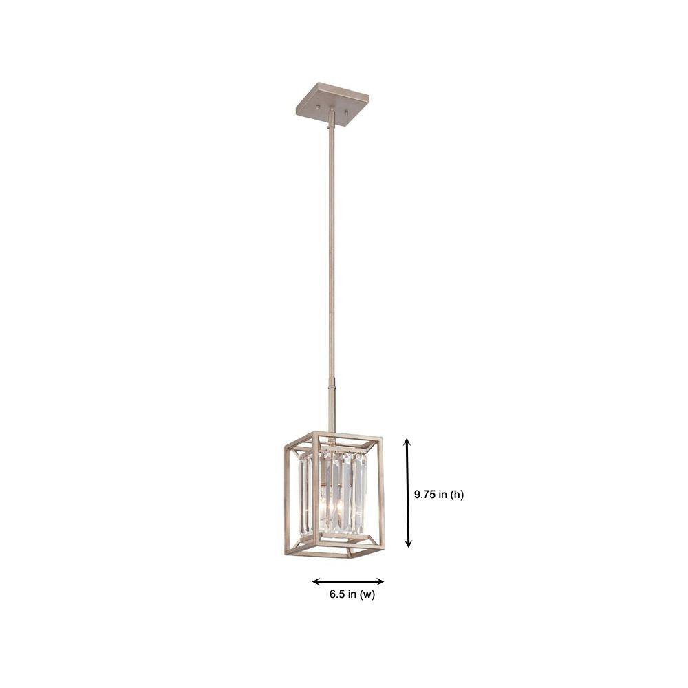 Aged Platinum Crystal Prism 6.5" Mini Pendant Light