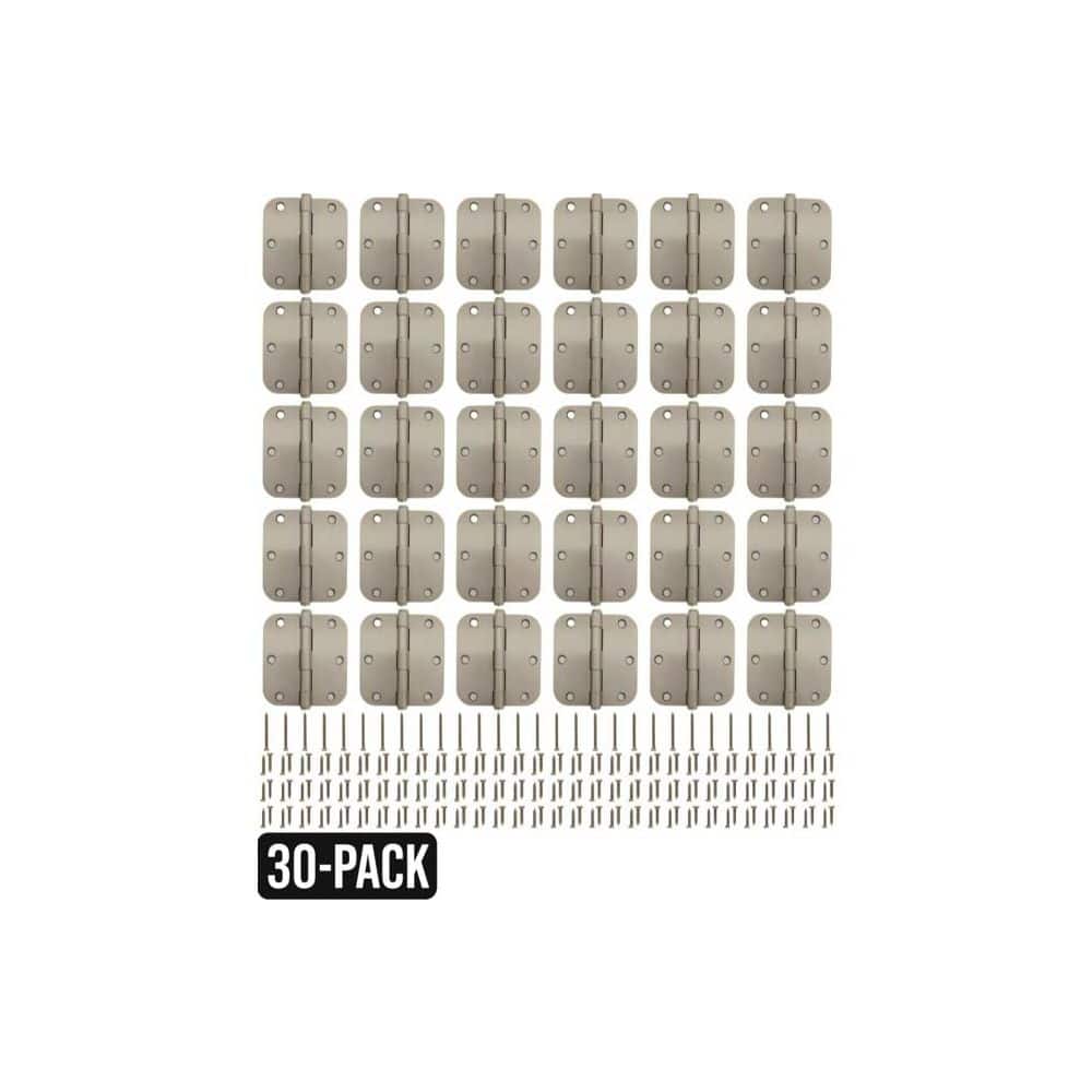 30-Pack 3-1/2 in. x 5/8 in. Radius Satin Nickel Butt Door Hinge price history on PriceWatchPro