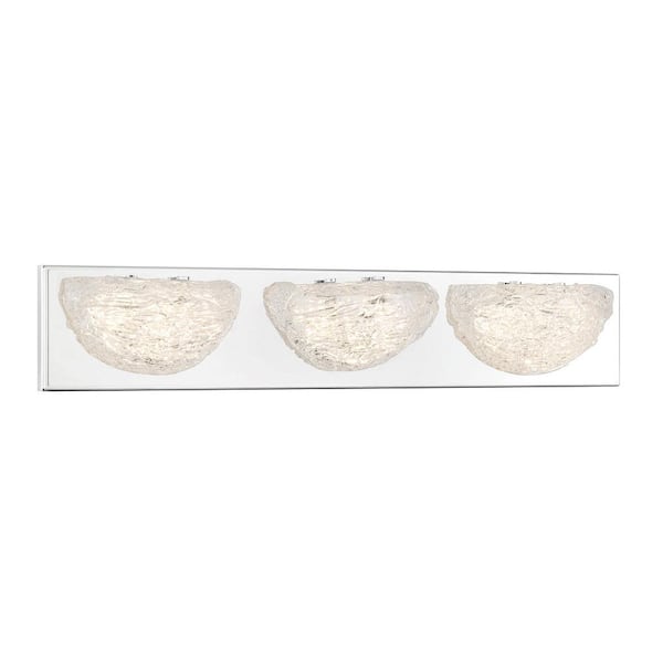 George Kovacs Modern Ice 24 in. 3-Light Chrome LED Vanity Light with Clear Artisan Glass Shades