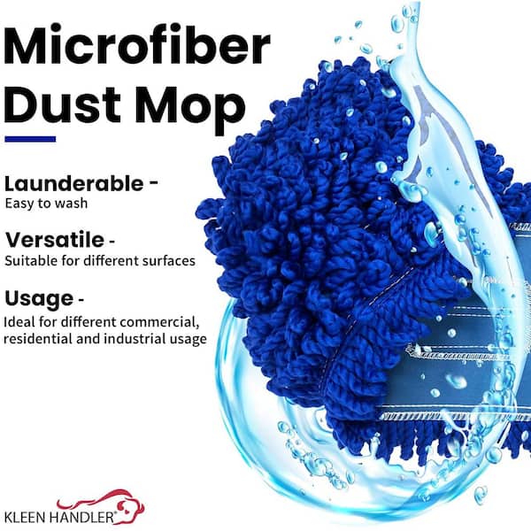 SWOPT 18” Microfiber Dust Mop, Microfiber Flexible Duster, Cotton Mop + 60 Steel Handle, Combo — Cleaning Heads with Long Handle Interchangeable