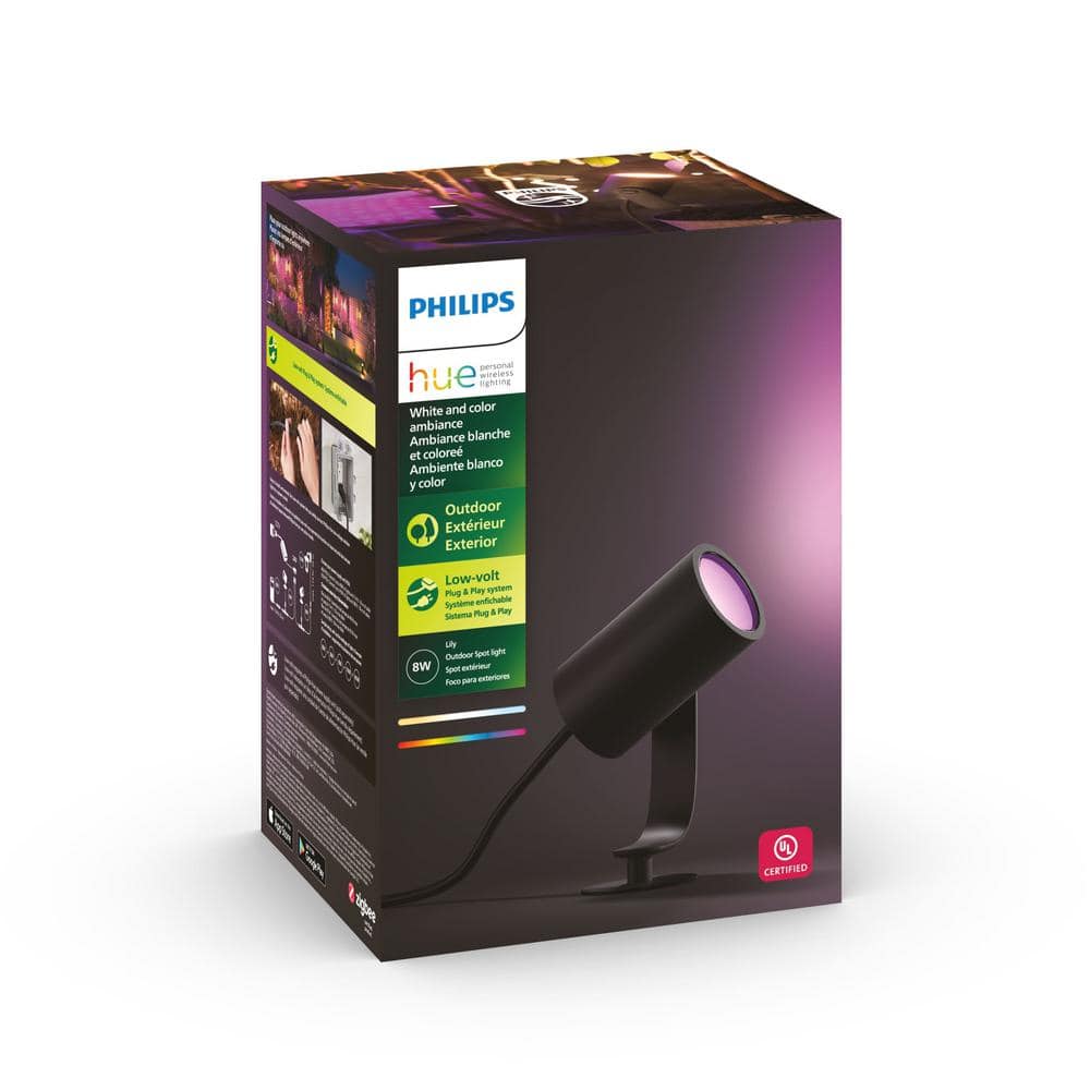 Philips Hue Black Matte Chrome Outdoor LED Smart Spot Light
