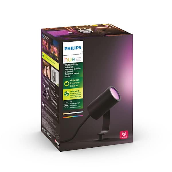 Philips Hue Color Changing 640 Lumens Plug-In Outdoor Spotlight with LED (1-Pack) 802074 - The Home Depot