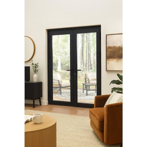 TEZA DOORS Teza French Door 61.5 in. x 96 in. Matte Black Aluminum