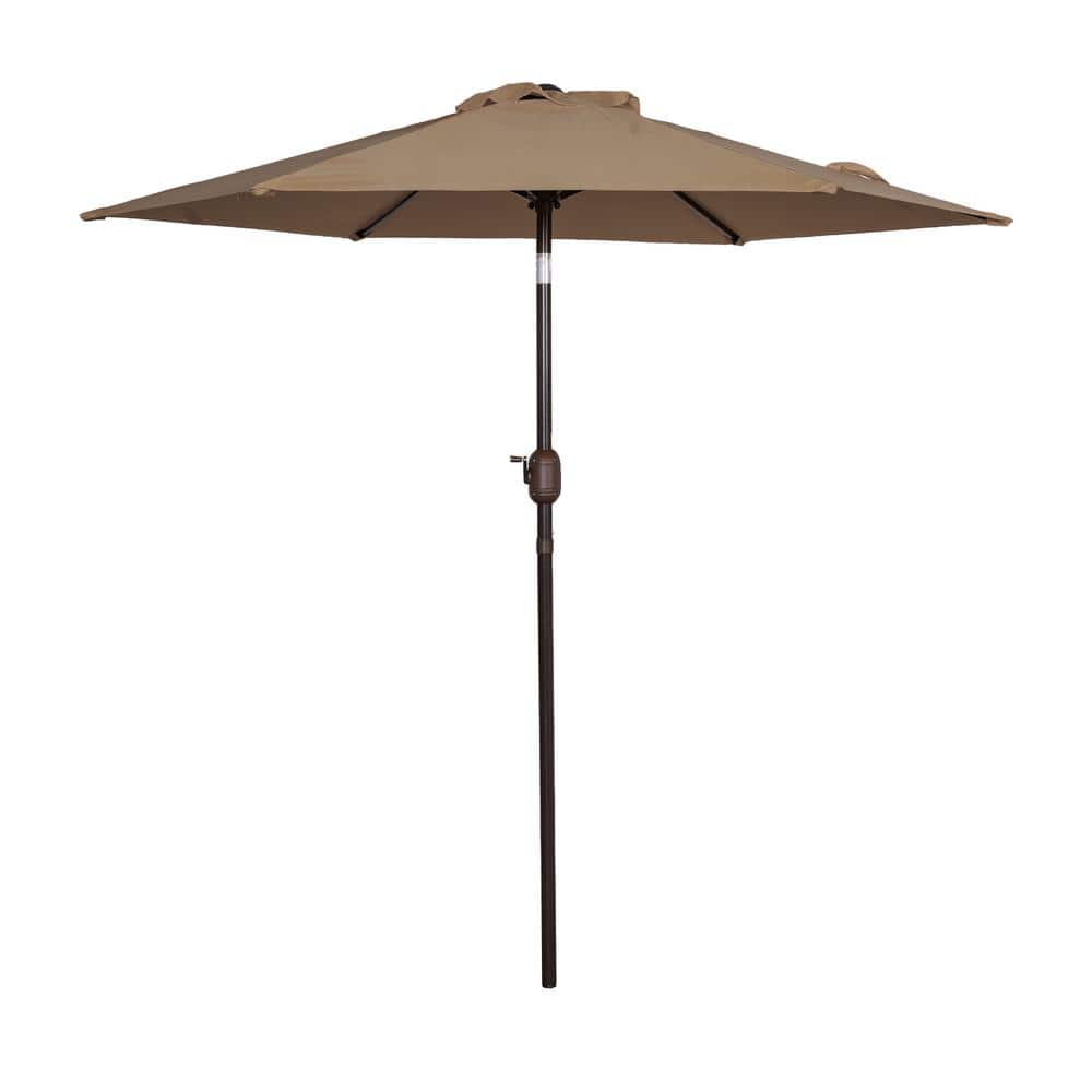 7.2 ft. Steel Pole Table Market Tilt Outdoor Patio Umbrella with Push Butto