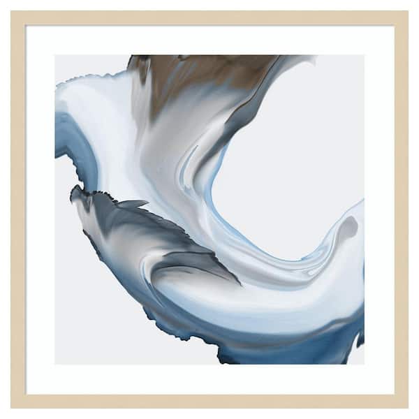 Amanti Art Liquid Blue Motion II by Alex Black 25 in. W x 25 in. H. Wood Framed Wall Art Print Framed in Brown