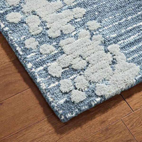 Mod Weave Abstract Knotted Texture Handcrafted Wool Navy Blue 2.5 ft. x 7 ft. Runner Rug