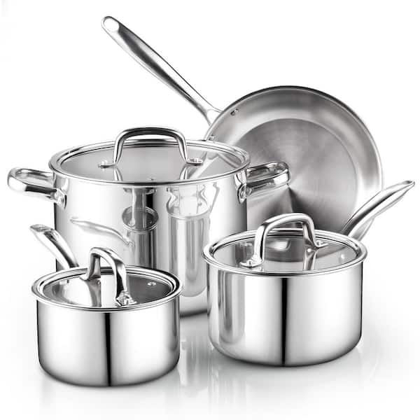 All-Clad Tri-Ply Stainless Steel 7 Piece Cookware Set 