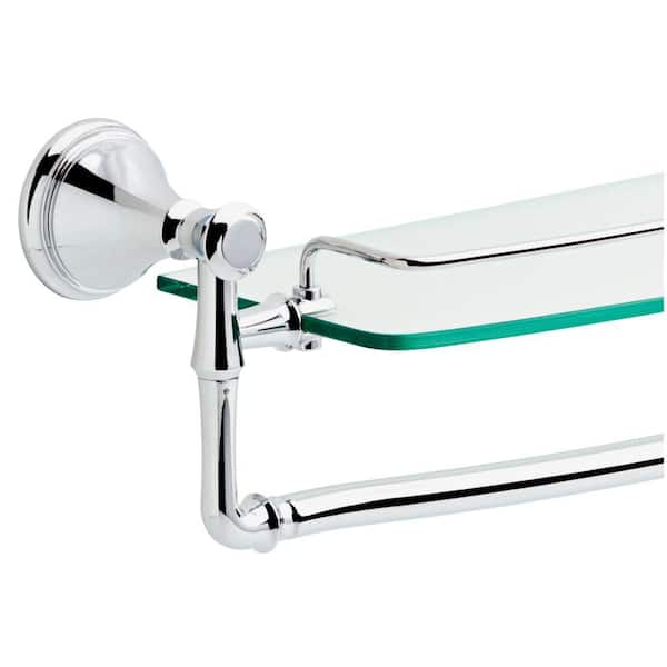 Delta Cassidy 18 in. Glass Shelf with Towel Bar in Polished Chrome
