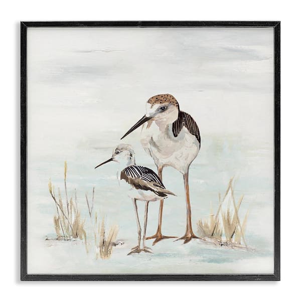 Sandpipers Duo Coastal Beach Bird by Patricia Pinto Black Framed Giclee Art Print Animal 17 in. x 17 in.