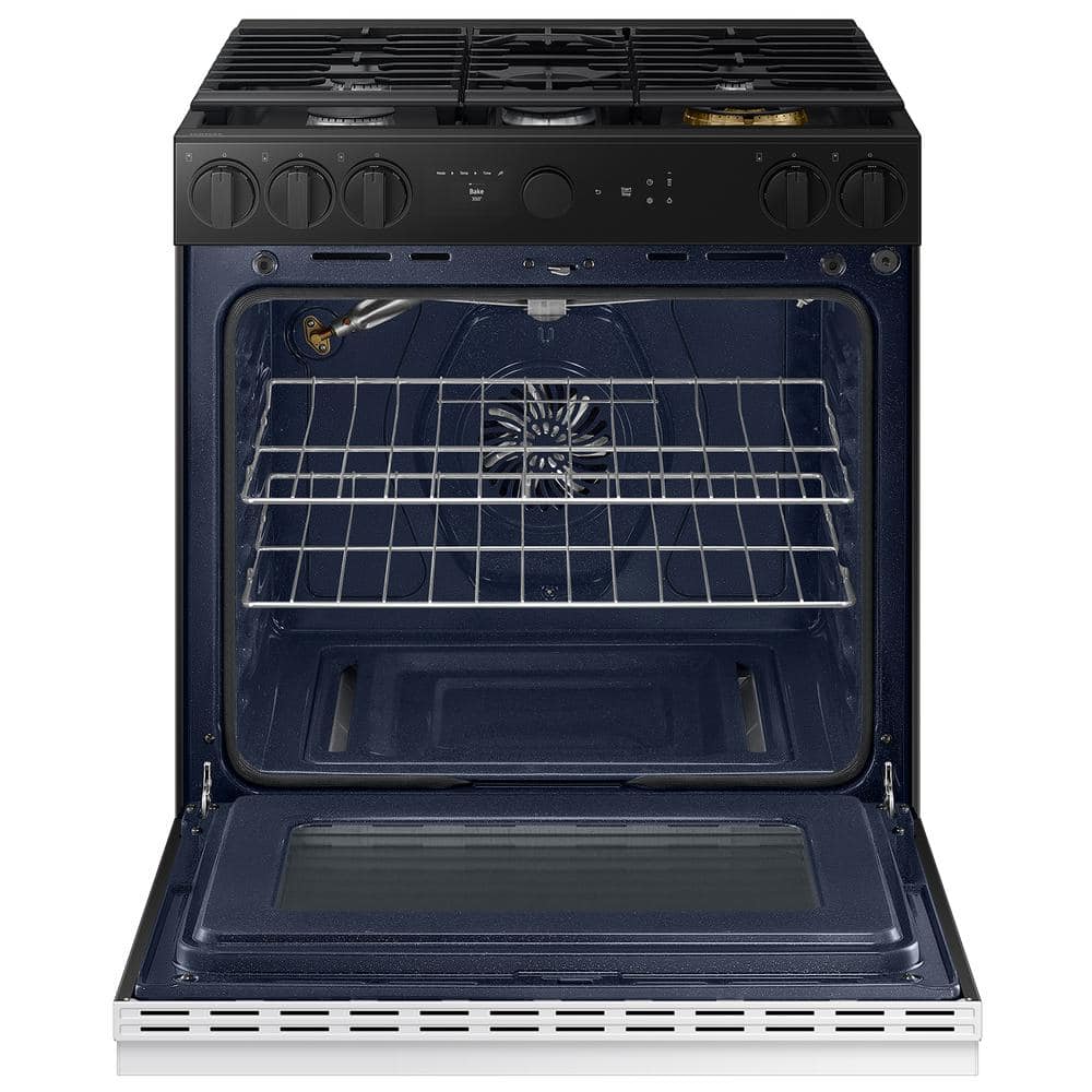 Samsung 6.0 Cu. Ft. White Glass Smart Gas Range with Griddle
