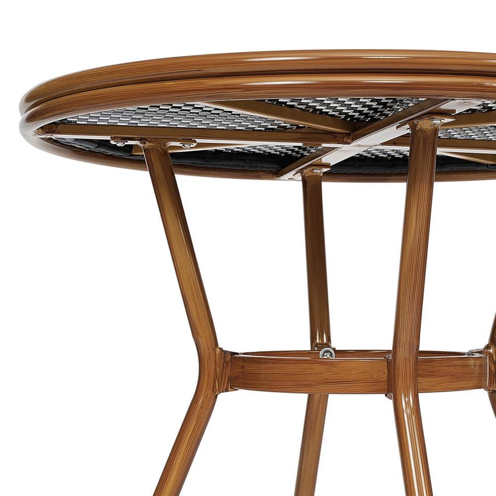 Close-up of the wooden frame of a dining table.