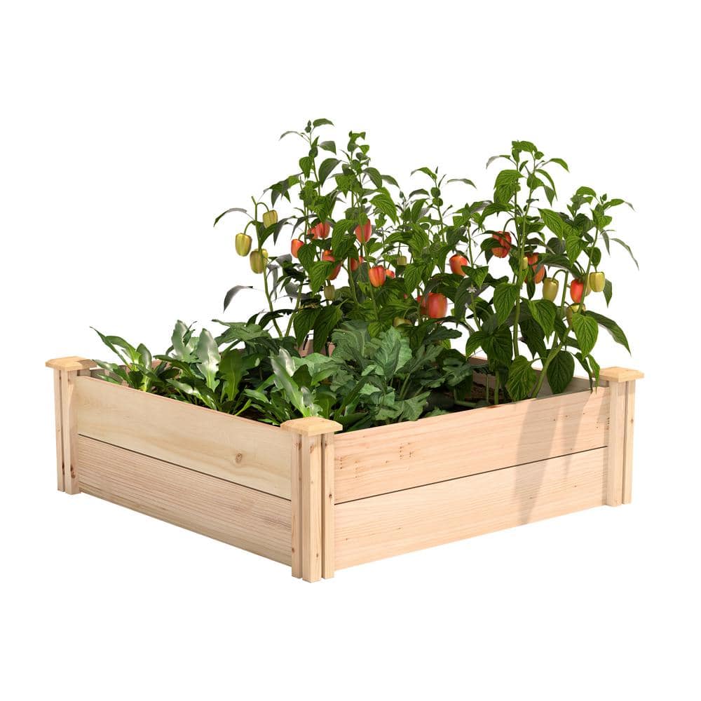 Greenes Fence Premium Natural Wood Cedar Square Raised Garden Bed