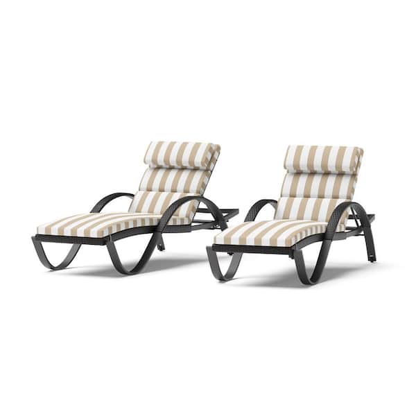 Deco Wicker Outdoor Chaise Lounge with Sunbrella Maxim Beige Cushions (2 Pack)