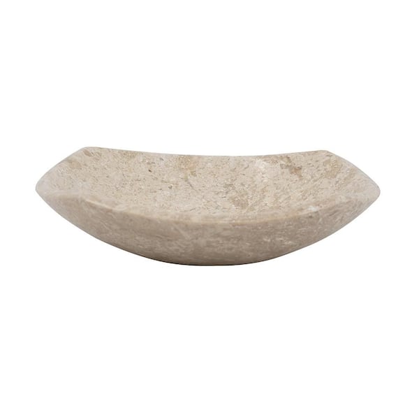 Warm Beige 10 in. Round Marble Decorative Shallow Bowl for Dining Table, Living Room and Kitchen Islands Decor