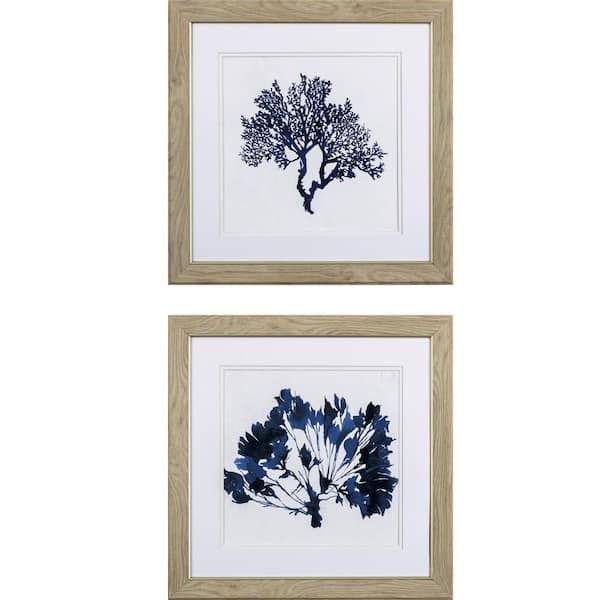 HomeRoots Victoria Deep Blue Sea Coral by Unknown Wooden Wall Art (Set of  2) 2000395658 - The Home Depot