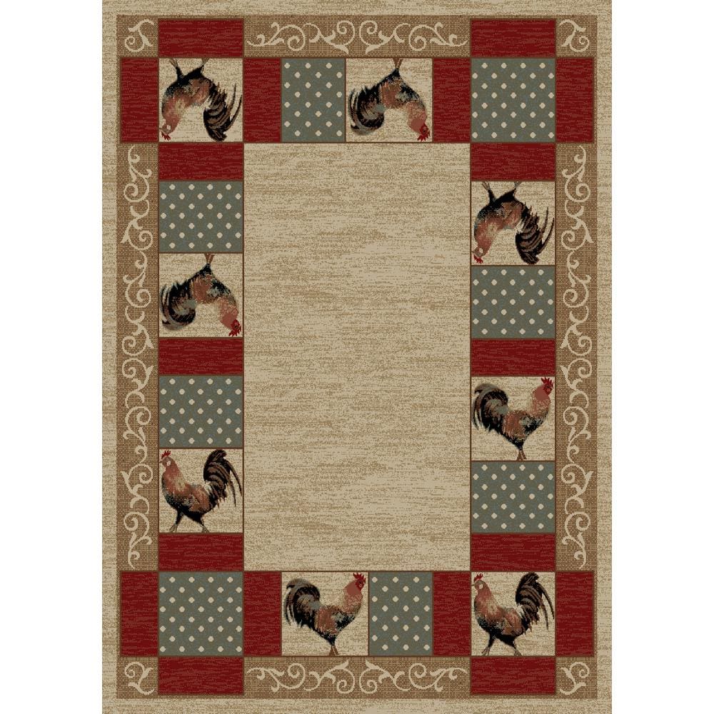 Mayberry Rug AD6732 5X8 5 ft. 3 in. x 7 ft. 3 in. American Destination Barnyard Area Rug  Ivory