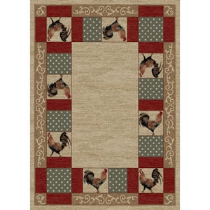American Destination Ivory Barnyard Country Multi-Color 5 ft. x 8 ft. Area Rug