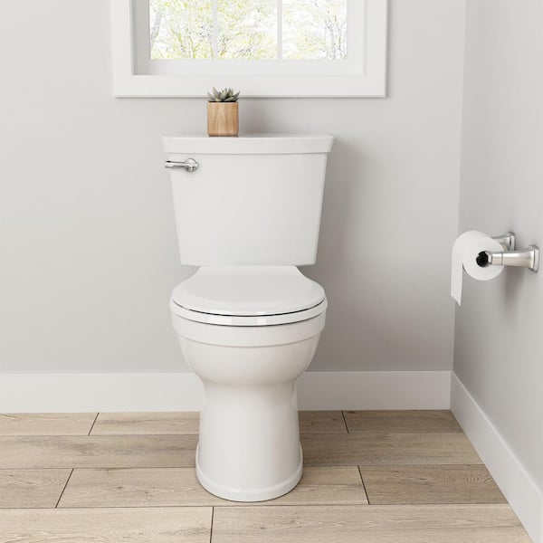 American Standard Champion Two-Piece 1.28 GPF Single Flush Round Chair Height Toilet with Slow-Close Seat in White
