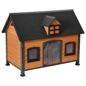 Premium Wooden Dog House Iron Frame and Asphalt Roof