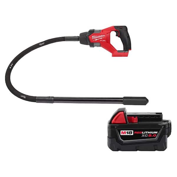 M18 FUEL 18V Lithium-Ion Brushless Cordless 4 ft. Concrete Pencil Vibrator w/5.0 Ah Battery