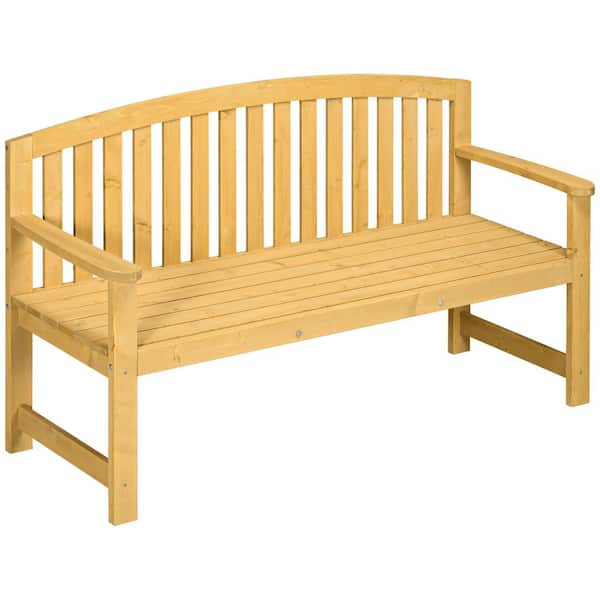Unbranded 56 in. Wood Outdoor Bench-2-Seater Garden Bench with Backrest and Armrests