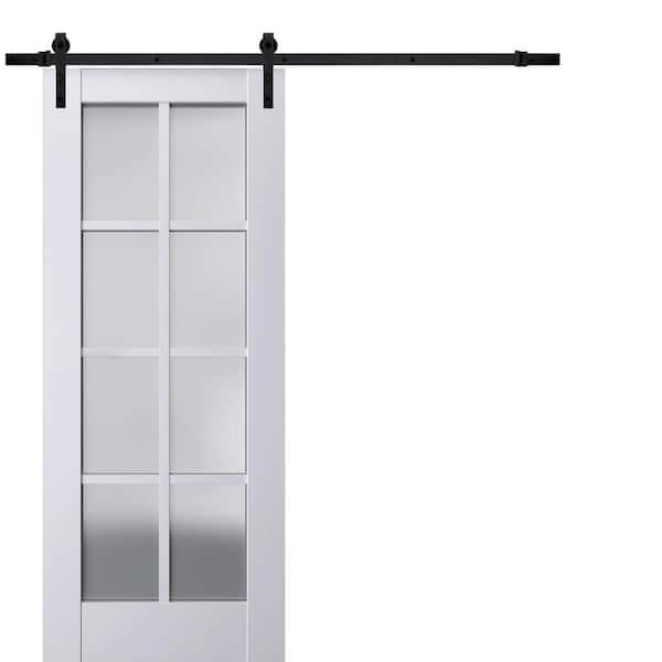 Sartodoors 42 in. x 96 in. 1 Panel Frosted Glass White Solid Wood ...