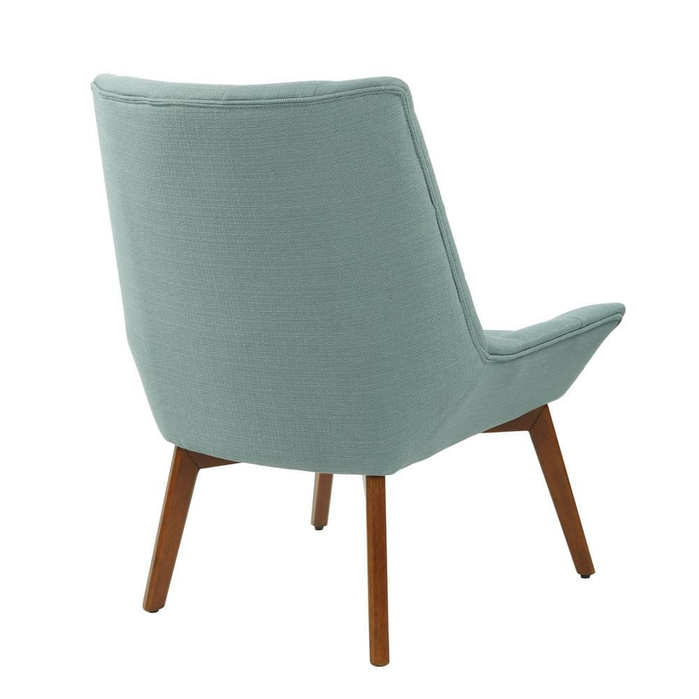 Mid-Century Modern Sea Blue Tufted Accent Chair with Coffee Legs