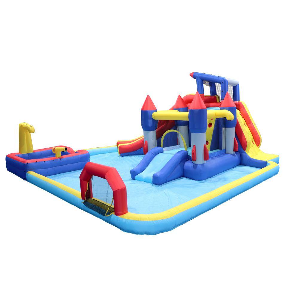 Flynama 7 in. 1-Outdoor Inflatable Rectangle Slide Water Park ...