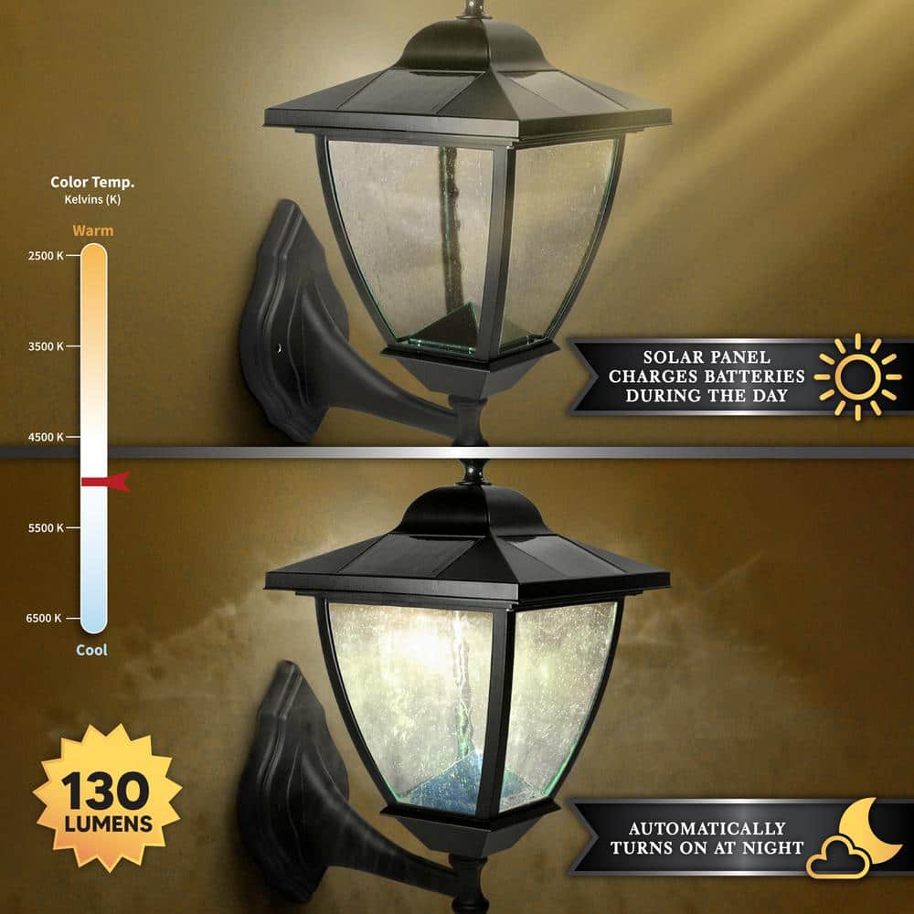 Black Aluminum LED Solar Post and Wall Light