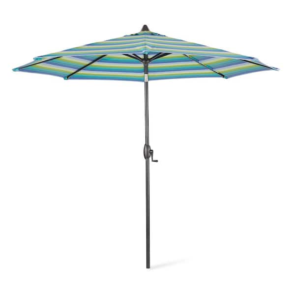 ULAX FURNITURE 9 ft. Aluminum Sunbrella Market Patio Umbrella in Seville Seaside