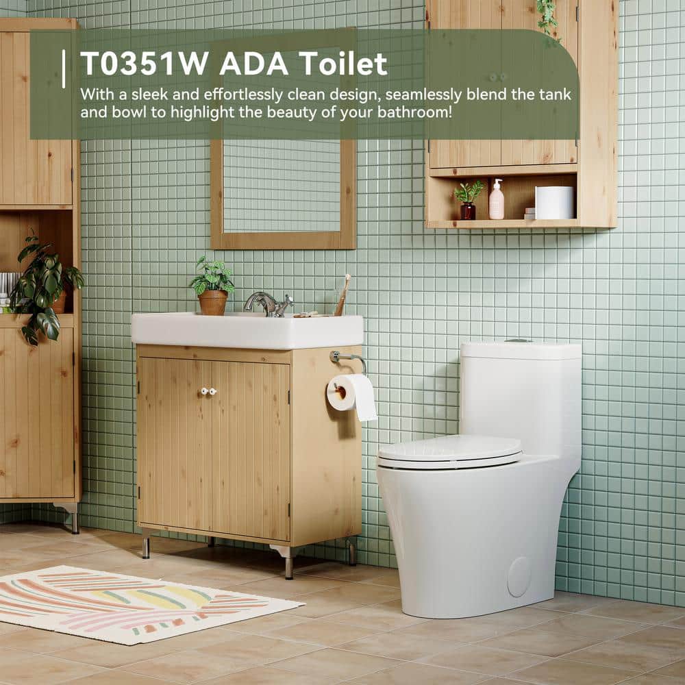 White Elongated Dual Flush High Efficiency One-Piece Toilet