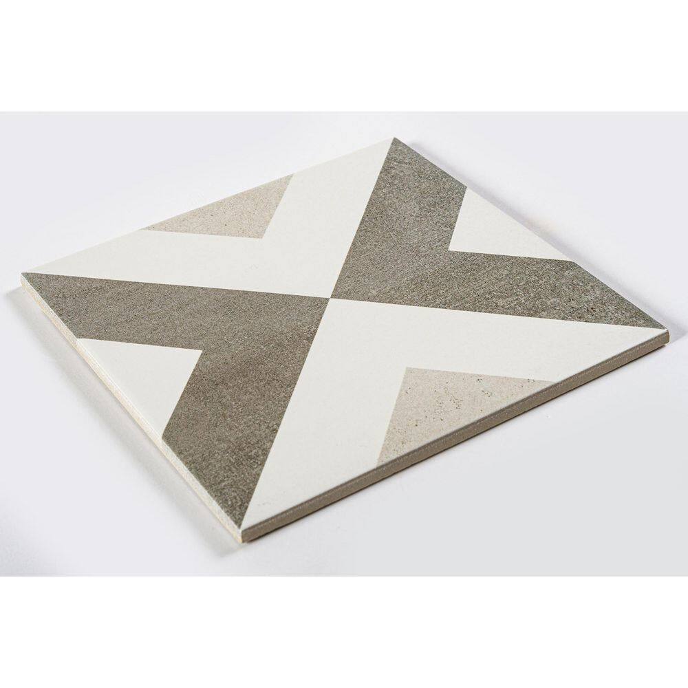 Ahava Gray and White 8" x 8" Glazed Porcelain Tile